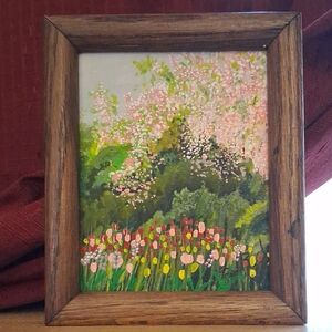Handcrafted Framed Floral Landscape Painting